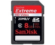 SanDisk 8GB Extreme HD Video SDHC Memory Card Image