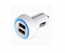 Thermaltake Trip Dual USB Car Charger White AC0028  Powerful 2.1A output Image