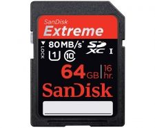 SanDisk Extreme SDXC Class 10 UHS-I Memory Card 64GB - Speed up to 80MB/s